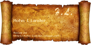 Hohn Liander névjegykártya